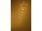 Stervormige LED-lichtslinger met cascadeverlichting op een gouden achtergrond.
