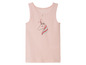 Een roze tanktop met een unicorn print.