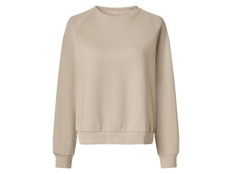 Een beige sweatshirt met lange mouwen en een ronde hals