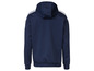 Een donkerblauwe hoodie met witte strepen van Adidas.