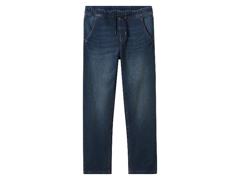 Donkerblauwe denim joggerbroek voor heren met trekkoord.