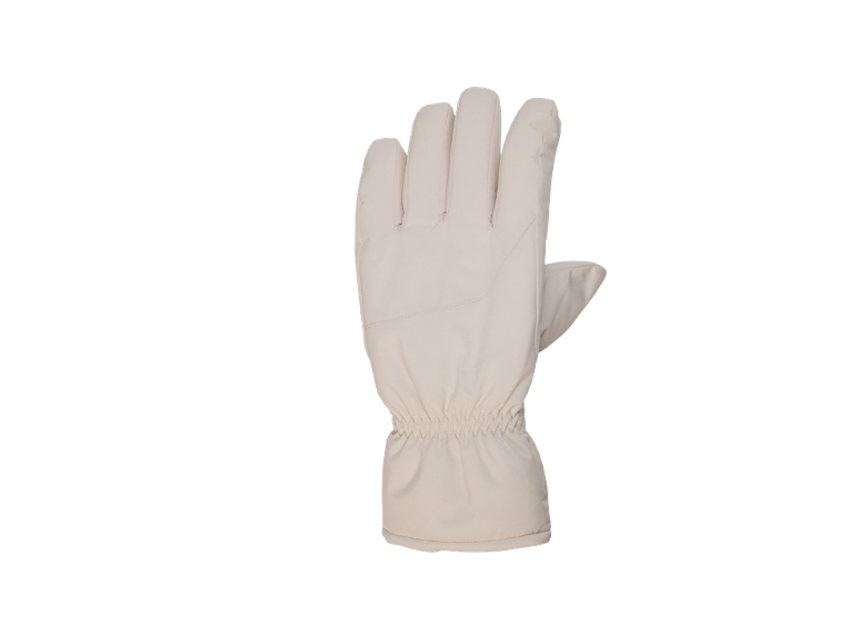 Beige skihandschoen met elastische manchet.