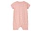 Baby romper, lichtroze met sterren- en maanprint.