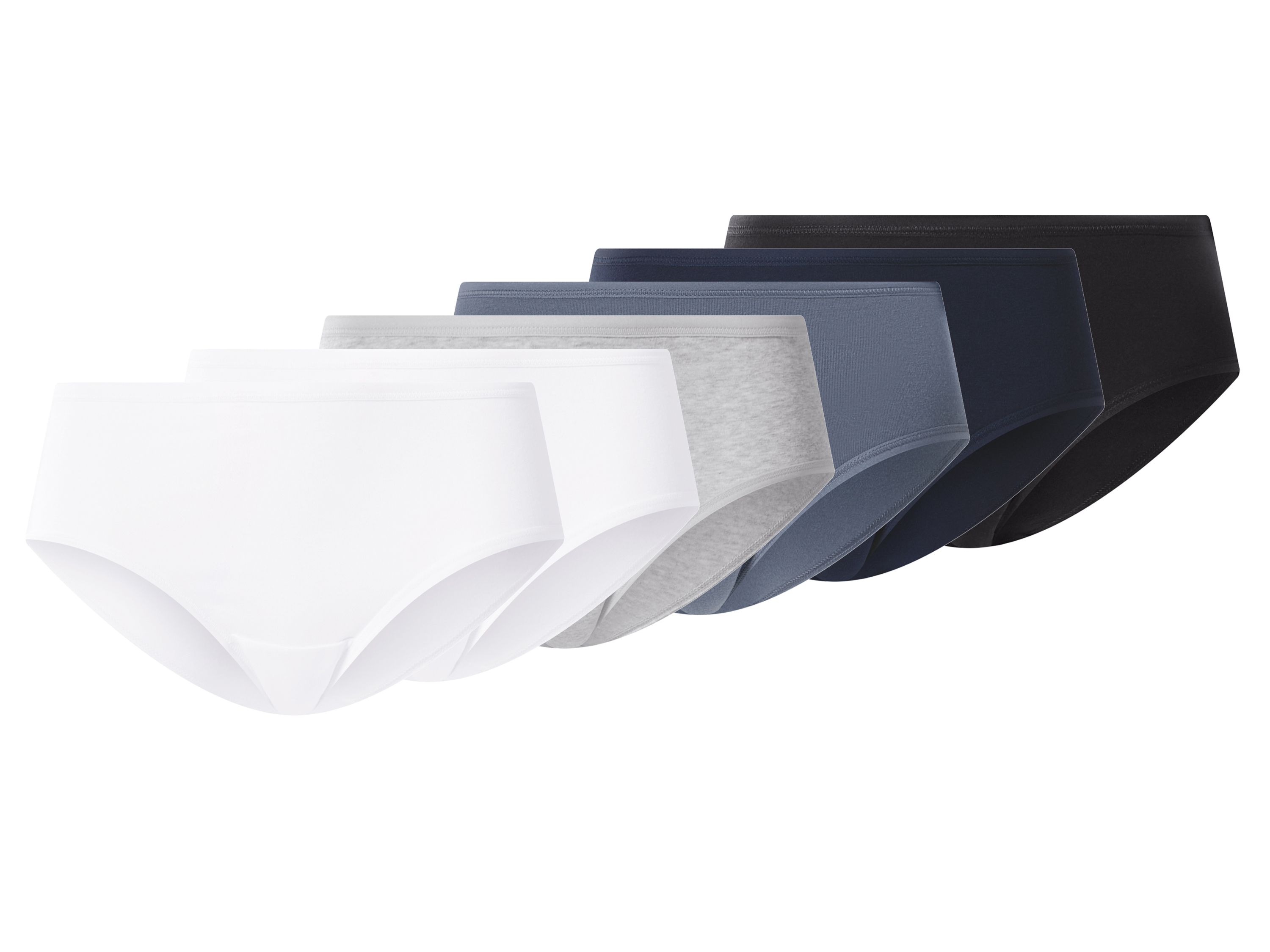 esmara Set van 6 dames hipsters (Zwart/marineblauw/blauw/wit, L (44/46))