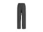 Donkergrijze gestreepte broek met elastische tailleband.