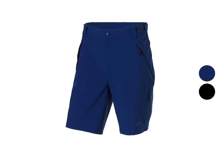 Donkerblauwe heren sportshorts met ritszakken en verstelbare taille.
