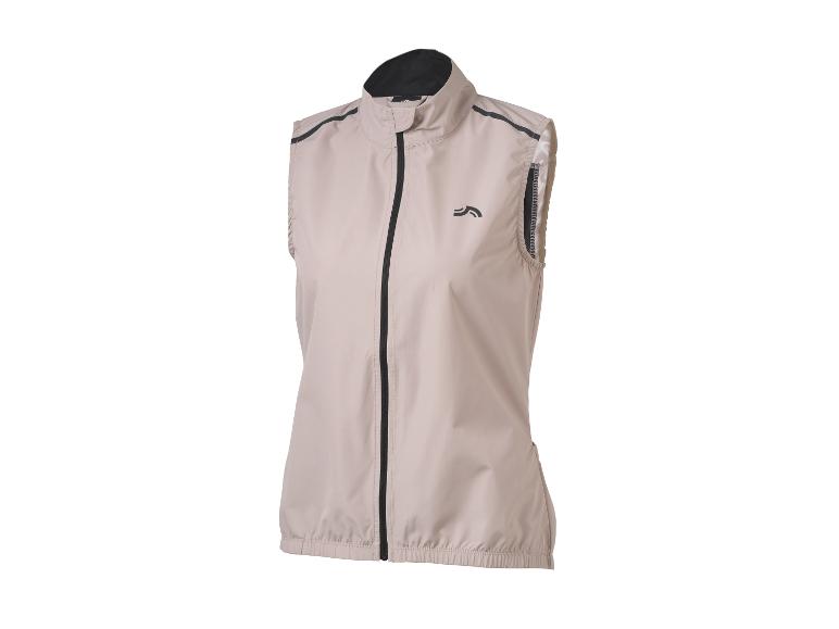 Lichtgewicht mouwloos hardloopvest in beige met zwarte rits en reflecterende details