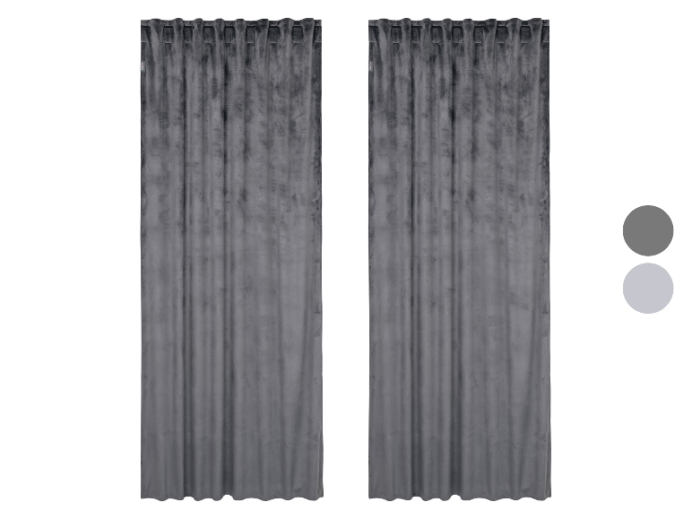 Donkergrijze fluwelen gordijnen, set van twee.