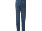 Donkerblauwe jeans met achterzakken.