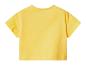 Geel T-shirt met korte mouwen voor dames, achterkant.