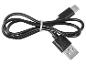 Zwarte USB-A naar USB-C oplaadkabel, netjes opgerold en vastgezet met een witte tie-wrap.