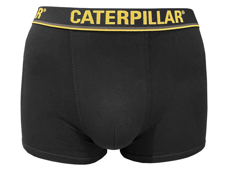 Zwarte boxershorts met een gele Caterpillar-band.