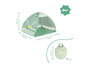 Een groene pop-up tent van Badabulle, geschikt voor kinderen vanaf 0 maanden.