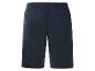 Marineblauwe katoenen herenshort met elastische tailleband en achterzakken met knopen.