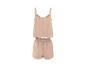 Beige tweedelig pyjamaset met camisole top en shorts