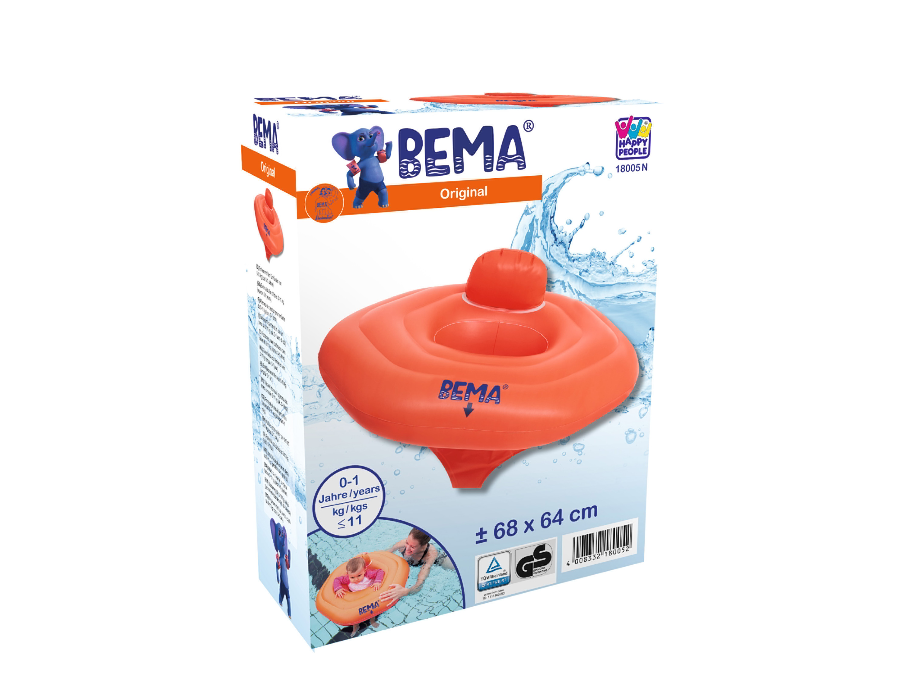 BEMA Zitje voor in het water / zwemhulp, voor kinderen. (18005, kinderen tot 11 kg, 68 x 64 cm)