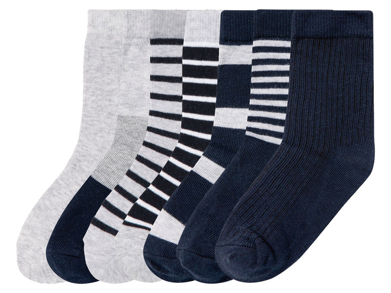 lupilu Peuters jongens sokken, 7 paar, met hoog (19-22, Grijs-Marineblauw-Geel)