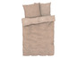 Beige dekbedovertrek met bloemenpatroon.