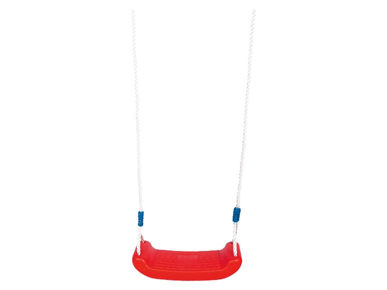 Een rode schommel met touwen
