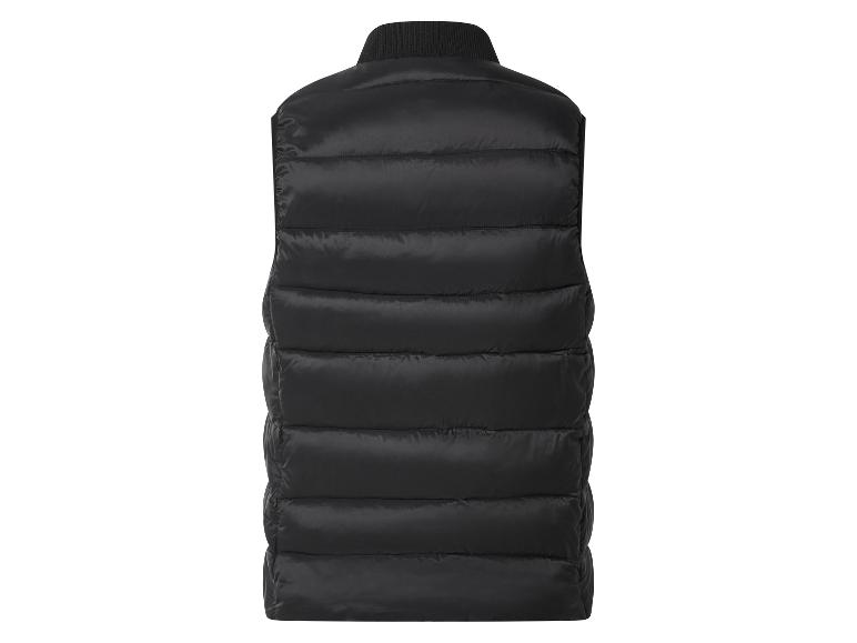 Zwart gewatteerd bodywarmer, achterkant