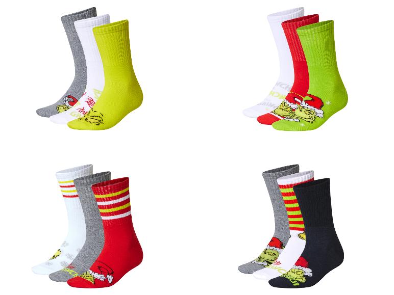 Grinch kindersokken in diverse kleuren en patronen.