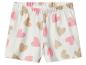 Witte kinder shorts met roze en beige hartjes.