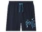 Donkerblauwe jongenspyjamashort met blauw trekkoord en 'SPIDEY GO' opdruk.