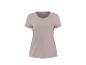 Taupekleurig dames T-shirt met korte mouwen en ronde hals.