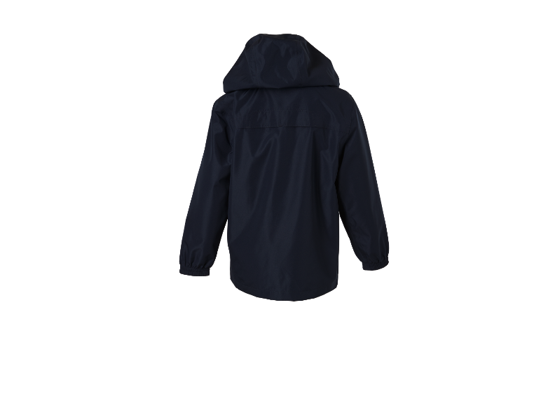 Donkerblauw kinderjack met capuchon.