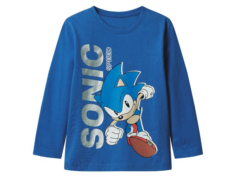 Blauw T-shirt met lange mouwen met Sonic the Hedgehog-afbeelding en 'SONIC SPEED'-tekst