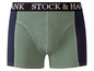 Groene boxershorts met blauwe accenten van Stock & Hank.