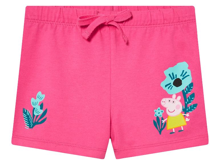 Roze Peppa Pig shorts met bloemenprint.