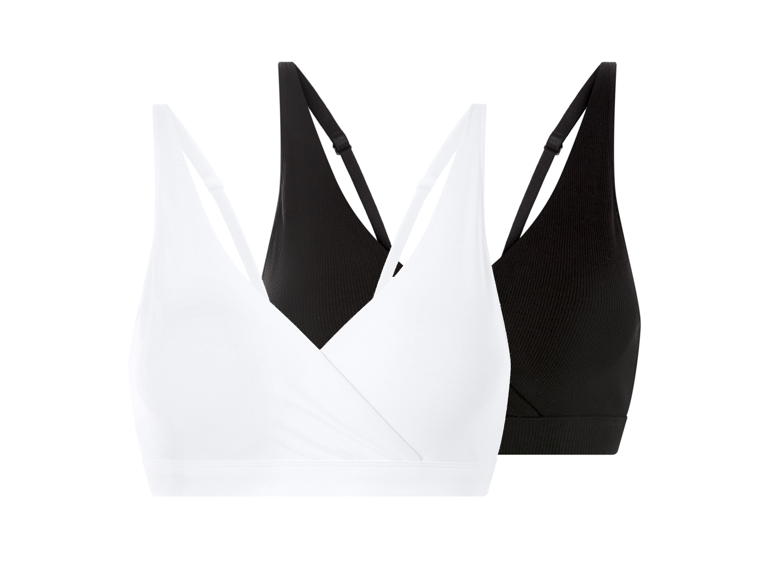ESMARA Dames voedings-bh's, 2 stuks (Zwart/wit, M (40/42))