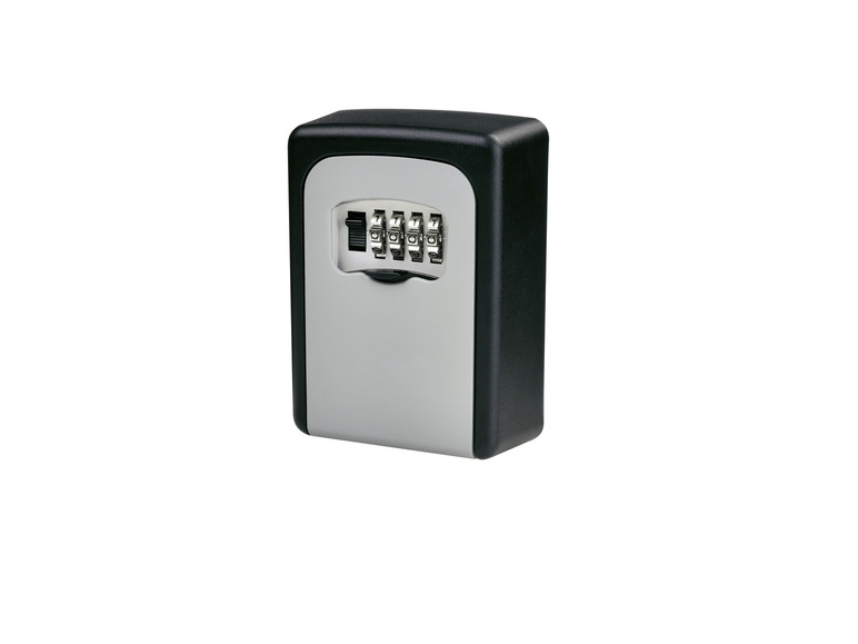 Een metalen sleutelbox met een combinatie-slot.
