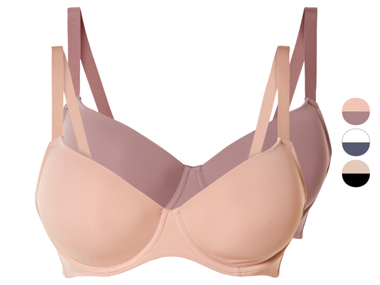 Twee bh's in roze en huidskleur.