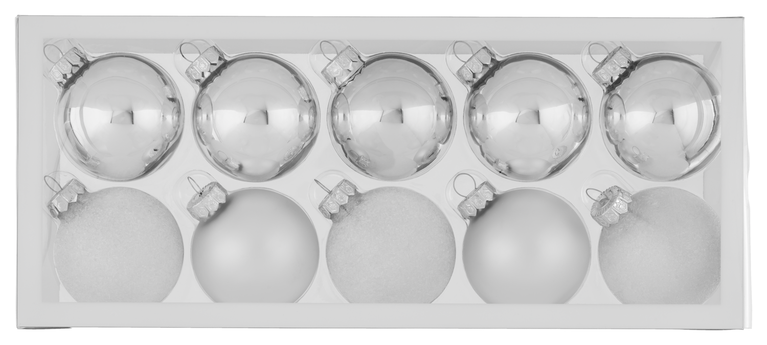 LIVARNO Glazen kerstballen, set van 10 of 24 (5 cm, Zilver)