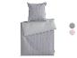 MICHALSKY dekbedovertrekset met een grijs geometrisch patroon en een effen grijze zijde.