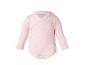 Roze romper met lange mouwen, strikjespatroon en overslagsluiting