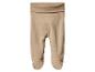 Beige baby leggings met omslagen tailleband.