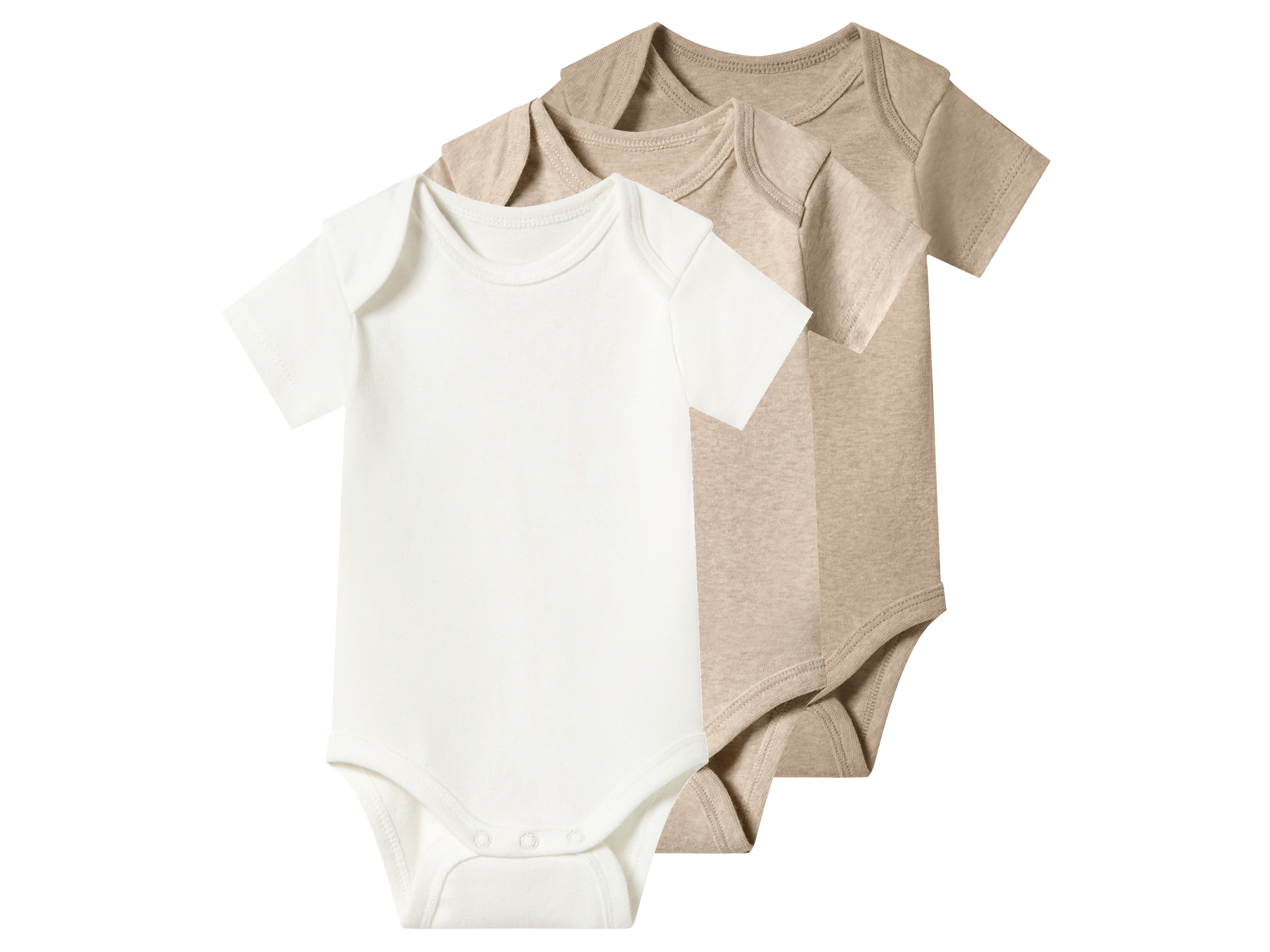 lupilu Set van 3 baby rompers (Beige, 62/68)