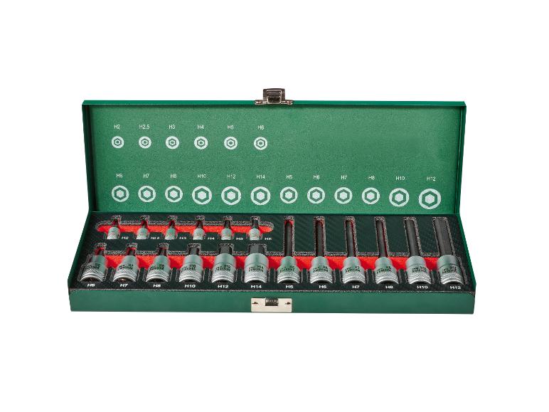 Parkside inbussleutels in een groene koffer.