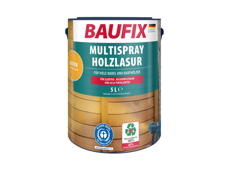 Baufix Multispray Holzlasur voor naalden en hardhout, 5 liter.