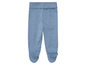 Baby blauwe broek met voetjes.