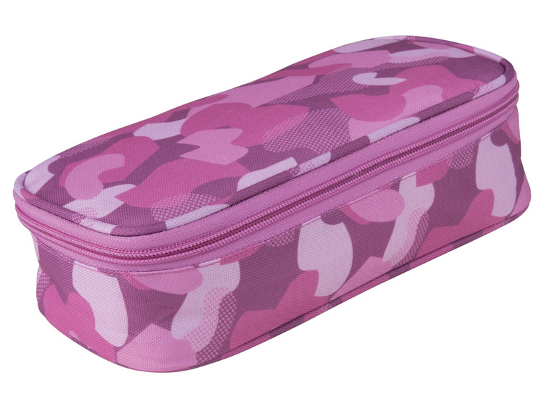 Een roze etui met camouflageprint