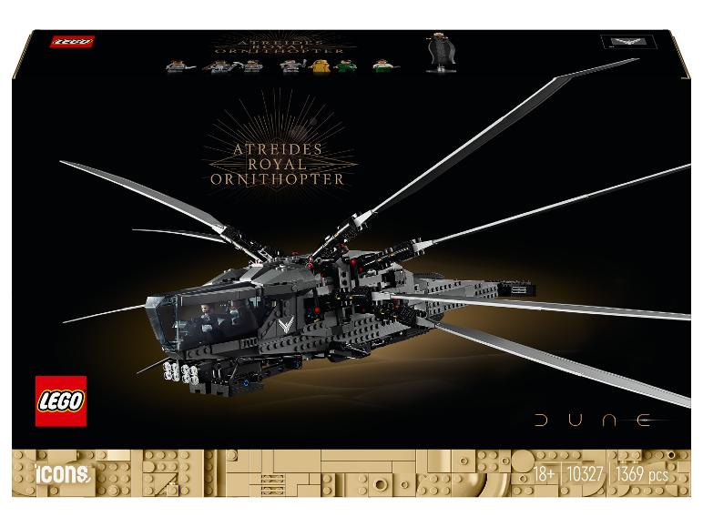 LEGO Icons Dune Atreides Royal Ornithopter set met minifiguren.