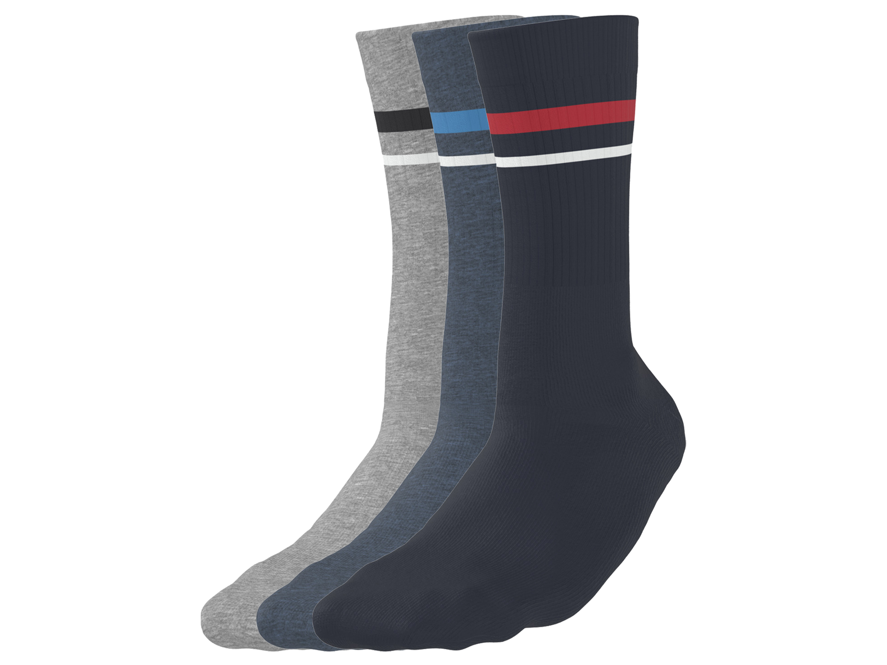 esmara Men 3 Paar heren sportsokken (grijs/zwart/blauw, 43-46)