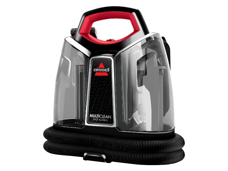 Bissell Multiclean Spot & Stain draagbare tapijt- en bekledingsreiniger in zwart en rood.