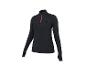 Dames sportshirt met lange mouwen, donkerblauw met roze rits.