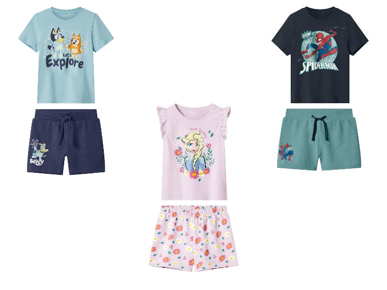 Kinder T-shirts en korte broeken sets met tekenfilmfiguren en bloemenprints.