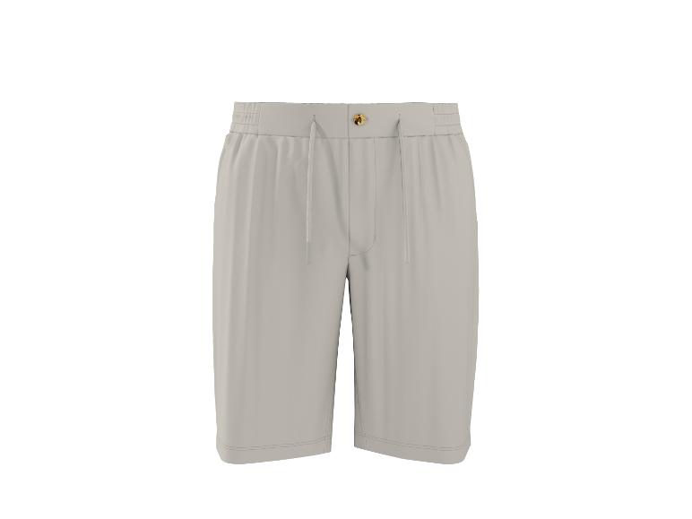 Beige shorts met trekkoord en een knoop aan de tailleband.